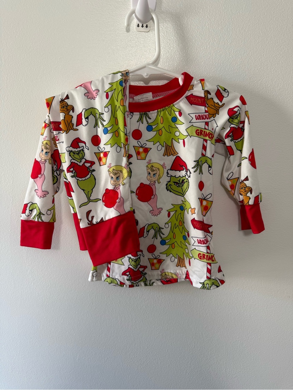 Dr. Seuss The Grinch Kids Holiday Pajama Top - White & Red
